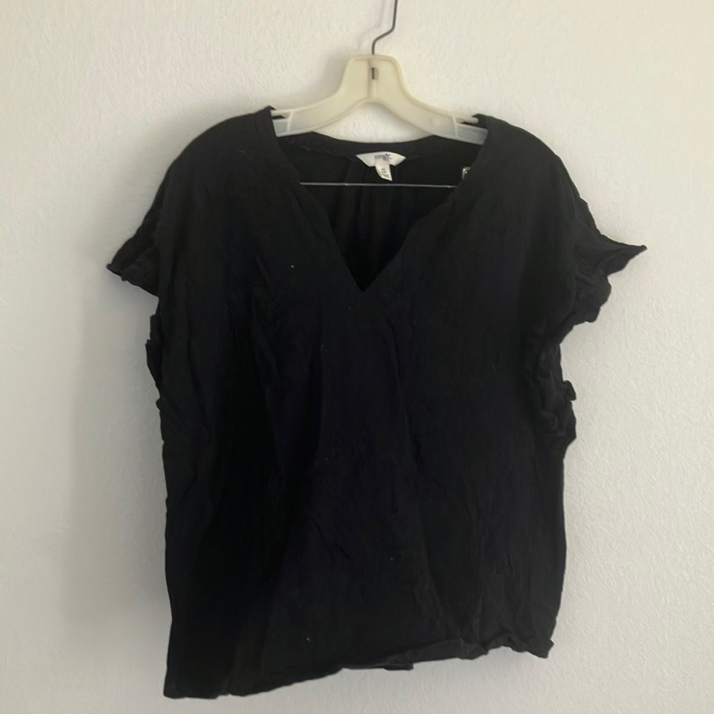 FINAL MARKDOWN Terra & sky ruffle accented top 0x
